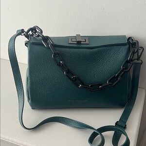 Italian Chic Teal Leather Shoulder Bag , used, but in great condition, leather .